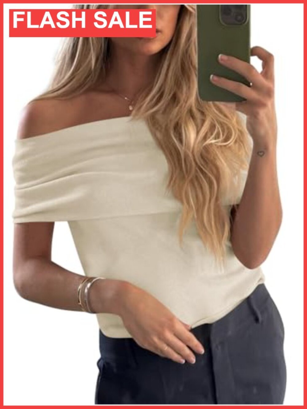 Off The Shoulder Sleeveless Ribbed Knit Sweater Top